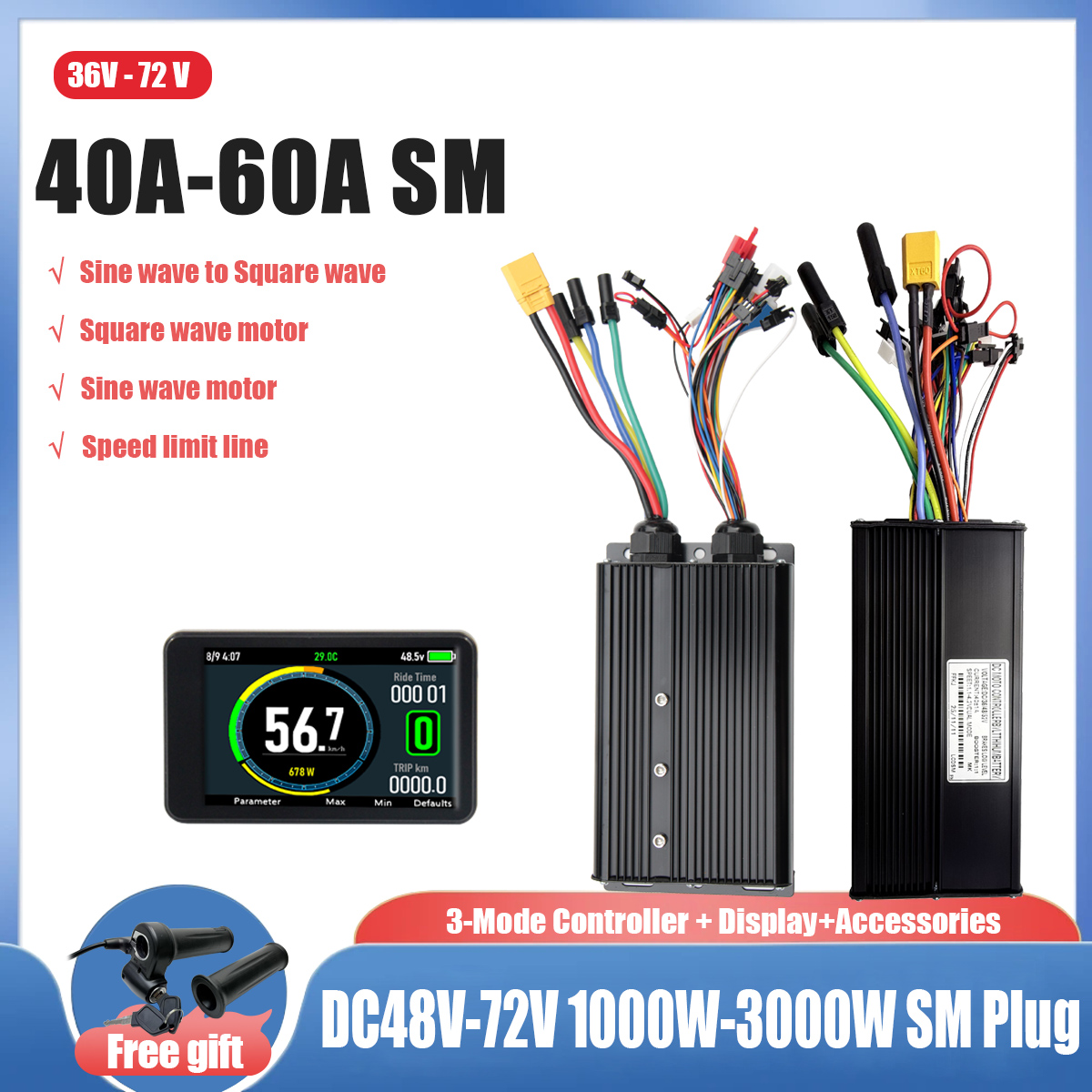 전기 자전거용 사인파에서 사각파 변환기 40A/45A/ - Ebike Conversion Kit 72V 3000W 리뷰 및 가격