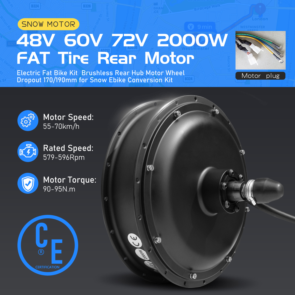 전기 자전거용 팻 타이어 허브 모터 48V 60V 72 - Fat Tire Ebike Conversion Kit 2000W 리뷰 및 가격